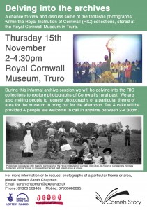 Flyer for archive day at the Royal Cornwall Museum