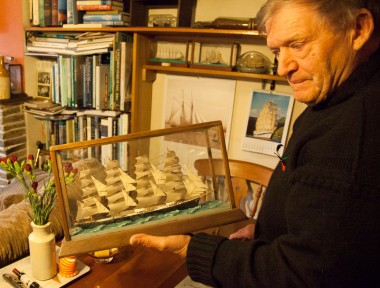 Robbie Tatlow with one his his model ships
